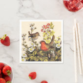 春ロビンバーズレッド野鳥観察 スタンダードカクテルナプキン (インサイチュ)