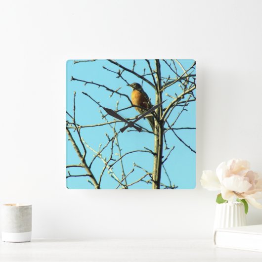 春ロビン スクエア壁時計 (ホーム)