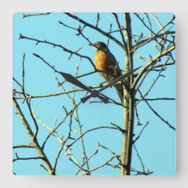 春ロビン スクエア壁時計