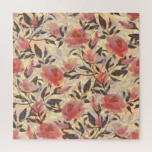 春ワイルドバラ：水色パターン。 ジグソーパズル (縦)