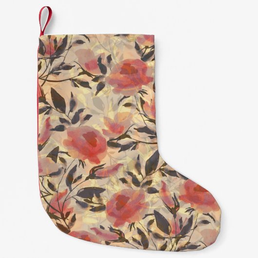 春ワイルドバラ：水色パターン。 スモールクリスマスストッキング (正面)