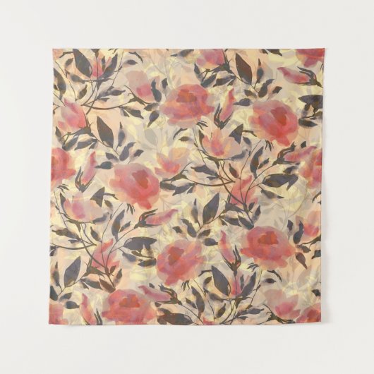 春ワイルドバラ：水色パターン。 タペストリー (正面)