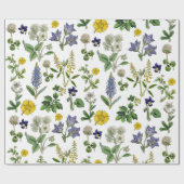 春ワイルドフラワーイエローとパープルフローラ ラッピングペーパー (フラット)