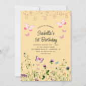 春ワイルドフラワーイエロー1st誕生日招待状 招待状 (正面)