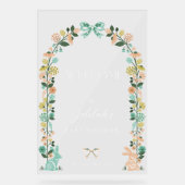 春ワイルドフラワーイースターバニーベビーシャワーウェルカム アクリルサイン (正面)