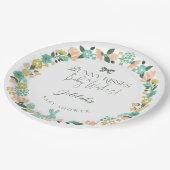 春ワイルドフラワーイースターバニーベビーシャワーボウ ペーパープレート (アングル)