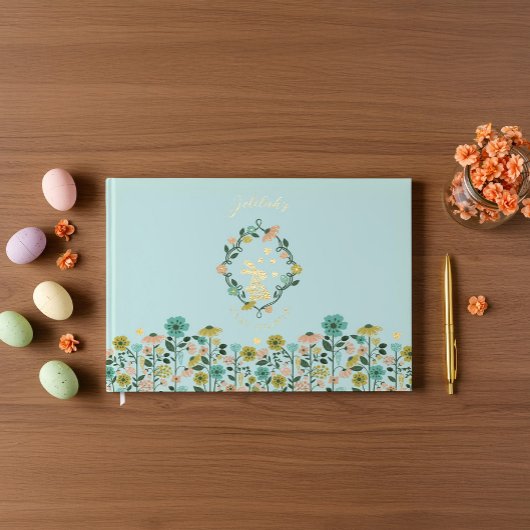 春ワイルドフラワーイースターバニーベビーシャワー ゲストブック