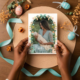 春ワイルドフラワーイースターバニーベビーシャワー サンキューカード