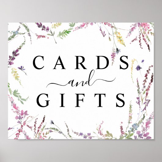 春ワイルドフラワーウェディングカード&ギフトテーブルサイン ポスター (正面)