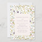 春ワイルドフラワーウォーターカラーフレーム結婚ズ 招待状 (正面)