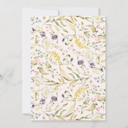 春ワイルドフラワーウォーターカラーフレーム結婚ズ 招待状 (裏面)