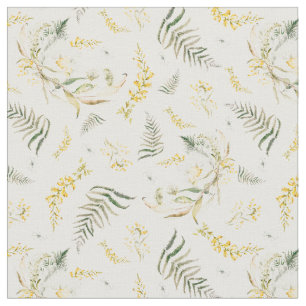 春ワイルドフラワーウォーターカラーボホ ファブリック