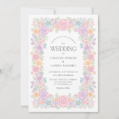 春ワイルドフラワーガーデンカラフル結婚ズ 招待状 (正面)