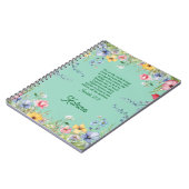 春ワイルドフラワーガーデンバイブルパーソナライズされた詩 ノートブック (左側)