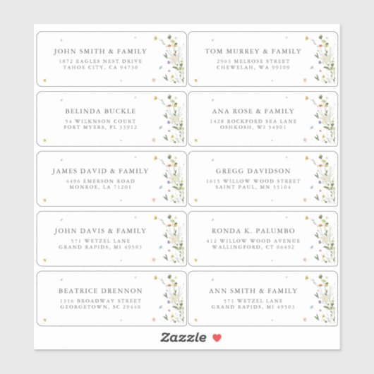 春ワイルドフラワーガーデンフローラゲストネームアドレス シール (シート)