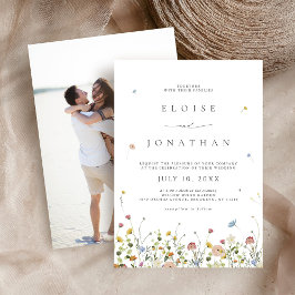 春ワイルドフラワーガーデンフローラボホフォト結婚ズ 招待状