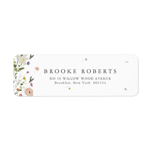 春ワイルドフラワーガーデンフローラミニマリストアドレス ラベル (正面)