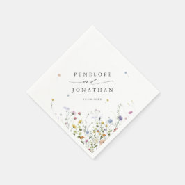 春ワイルドフラワーガーデンフローラミニマル結婚リスト スタンダードカクテルナプキン