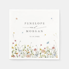 春ワイルドフラワーガーデンフローラミニマル結婚リスト スタンダードカクテルナプキン
