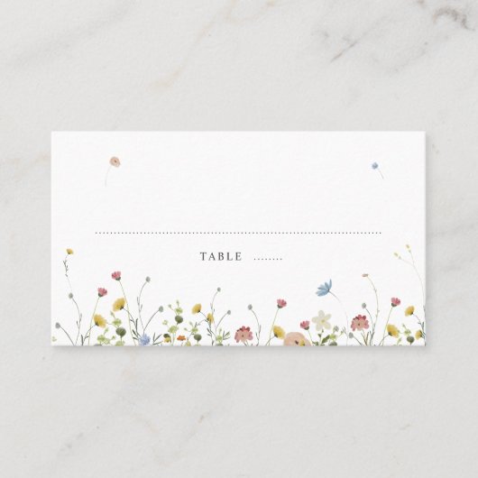 春ワイルドフラワーガーデンフローラミニマル結婚リスト プレイスカード (正面)