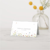 春ワイルドフラワーガーデンフローラミニマル結婚リスト プレイスカード (裏面)