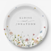 春ワイルドフラワーガーデンフローラミニマル結婚リスト ペーパープレート (正面)