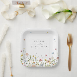 春ワイルドフラワーガーデンフローラミニマル結婚リスト ペーパープレート