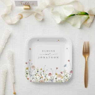 春ワイルドフラワーガーデンフローラミニマル結婚リスト ペーパープレート