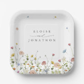 春ワイルドフラワーガーデンフローラミニマル結婚リスト ペーパープレート (正面)