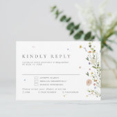 春ワイルドフラワーガーデンミニマリスト結婚フローラ 出欠カード (スタンド正面)