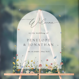 春ワイルドフラワーガーデン結婚フローラの歓迎 アクリルサイン