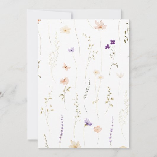 春ワイルドフラワーガールバプテスマと《キリスト教》洗礼式や命名式 招待状 (裏面)