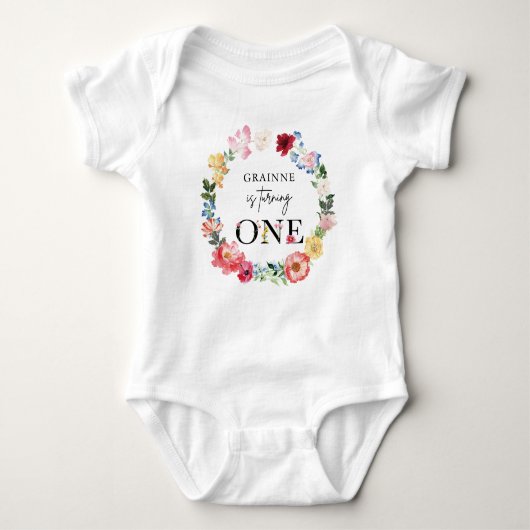 春ワイルドフラワーガールファーバースデーパーティー ベビーボディスーツ (正面)