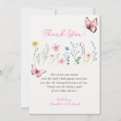 春ワイルドフラワーガールベビーシャワーサンキューカード 招待状 (正面)