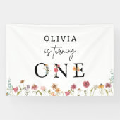 春ワイルドフラワーガール1st誕生日パーティーバナー 横断幕 (横)