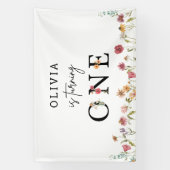 春ワイルドフラワーガール1st誕生日パーティーバナー 横断幕 (縦)