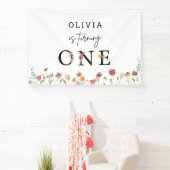 春ワイルドフラワーガール1st誕生日パーティーバナー 横断幕 (インサイチュ)