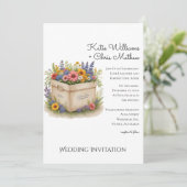 春ワイルドフラワーギフトボックスQRコードフォト結婚ズ 招待状 (スタンド正面)