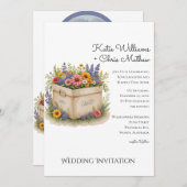 春ワイルドフラワーギフトボックスQRコードフォト結婚ズ 招待状 (正面/裏面)