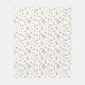 春ワイルドフラワーグリーナリーメドウフラワーガーデン フリースブランケット (正面)