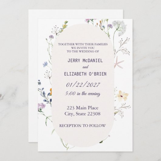 春ワイルドフラワーズエレガントウェディング招待状 招待状 (正面/裏面)
