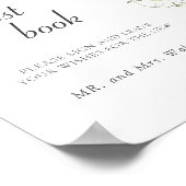 春ワイルドフラワーズブルー結婚グリーンズゲストブック ポスター (角)