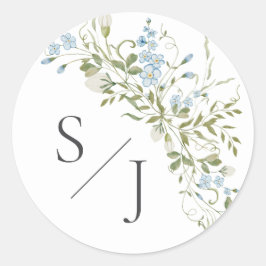 春ワイルドフラワーズブルー結婚グリーン ラウンドシール