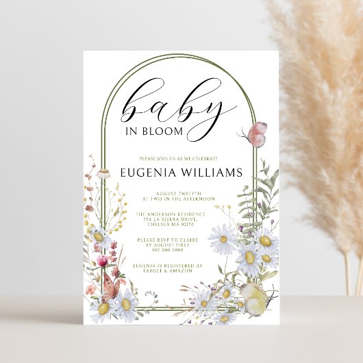 春ワイルドフラワーズベビーイン開花ベビーシャワー 招待状