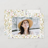 春ワイルドフラワーズボホ写真大学卒業 サンキューカード (正面/裏面)