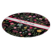 春ワイルドフラワーズ花模様オンブラックパーソナライズされた カッティングボード (角)