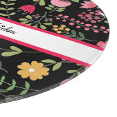 春ワイルドフラワーズ花模様オンブラックパーソナライズされた カッティングボード (角)