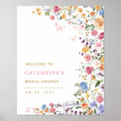春ワイルドフラワーバタフライブライダルシャワー歓迎 ポスター (正面)