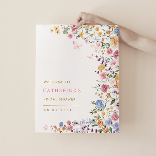 春ワイルドフラワーバタフライブライダルシャワー歓迎 ポスター