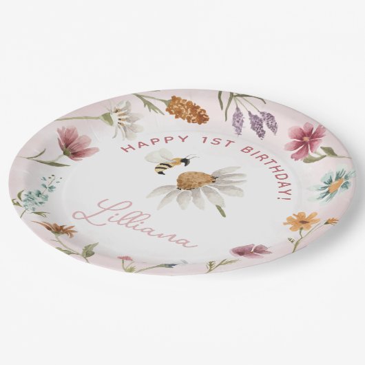 春ワイルドフラワーバースデーパーティー ペーパープレート (アングル)